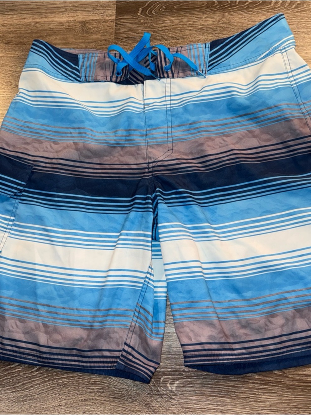 Under Armour Blue White Striped Men's Swim/Board Shorts